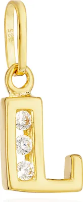 Produktbild von NKlaus Buchstabe L Kettenanhänger klein 585 Gelb Gold 14 Karat 10x7mm Alphabet Zirkonia weiß 13365