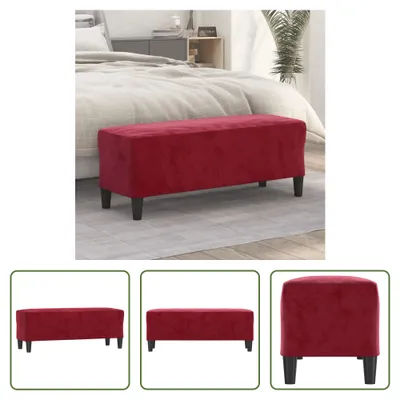 Productafbeelding van De Living Store zitbank, wijnrood, 100x35x41 cm, fluweel