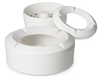 Image de Cendrier « Atakor » - Cendrier robuste en mélamine avec couvercle - Idéal pour l'extérieur, le balcon, le camping ou les voyages - blanc