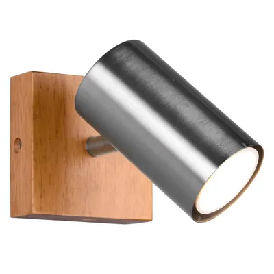 Produktbild von LED Wandleuchte, Holz, nickel-matt, Spot verstellbar, H 16 cm
