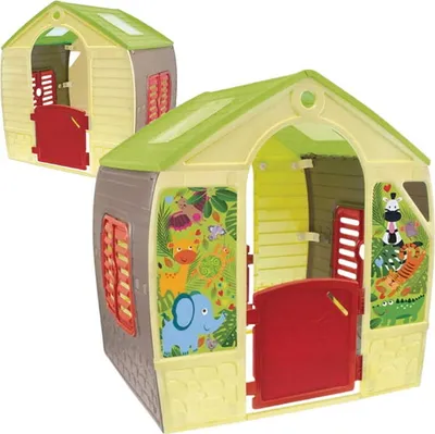 Image de Mochtoys Maison de jeu pour enfants | Maison pour l'intérieur et l'extérieur Facile à monter Fabriqué en plastique résistant aux UV Contient des autocollants