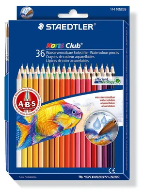 Produktbild von STAEDTLER Noris 144 10 wasservermalbarer Buntstift Etui mit 36 Farben und Pinsel