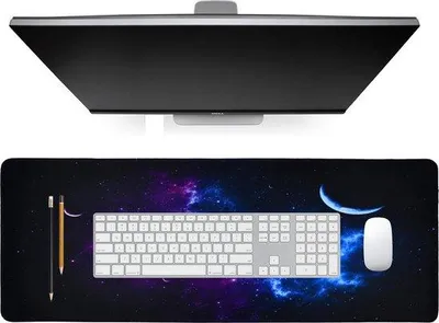 Image de Grand tapis de souris gaming, XL, antidérapant, 300 x 800 mm, noir