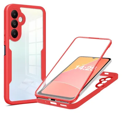 Produktbild von 360 Grad Rundum Schutz Handyhülle für Samsung Galaxy A05s Full Cover Vollschutz Case Farbe: Rot