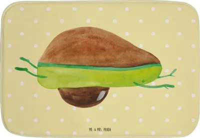 Produktbild von Mr. & Mrs. Panda duschmatte Avocado Yoga - Gelb Pastell - Geschenk, Bauch, Humor, Hilfe, Badematte, Duschvorleger, Badteppich, Badvorleger, Haha, Sport, Badezimmerteppich