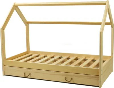 Image de Lit de maison scandinave 160x80cm + tiroir en bois