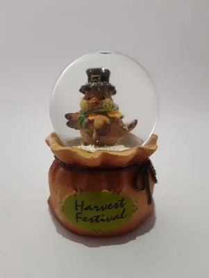 Produktbild von Schneekugel Herbst Vogel mit Zylinder, 7 cm, Vögel Glitzerkugel Glitterkugel Geschenk Halloween