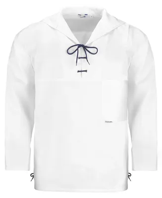 Produktbild von modAS Uni Schlupfblouson Maritim mit Kordelschnürungen - Fischerhemd uni mit Brusttasche in Weiß Größe Damen 56 – Herren 62