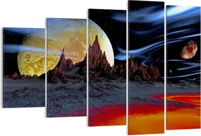 Produktbild von Bild auf Leinwand - Leinwandbild - Planeten Mond Universum - 150x100cm - Wand Bild - Wanddeko - Leinwanddruck - Bilder - Kunstdruck - Wanddekoration - Leinwand bilder - Wandkunst - EG150x100-2346