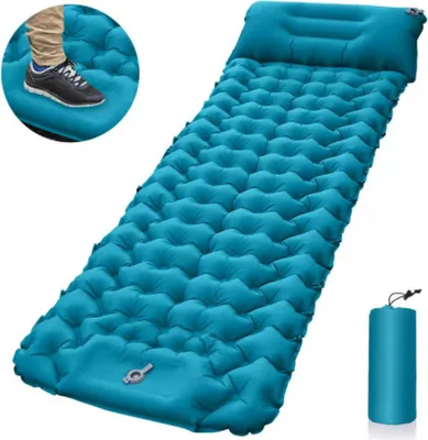 Produktbild von Camping-Isomatte,9cm Dicke aufblasbare Isomatte mit Luftkissen-Fußpresse, ultraleichte, wasserdichte Camping-Matratze für Rucksackreisen, Wandern, Camping, Reisen