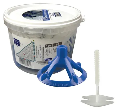 Produktbild von Grewi-Leveling Starterset, 150 Gewindelasche 1,8 mm, 50 Zughauben, Hochmodernes Fliesen-Nivelliersystem für präzise und kostengünstige Ergebnisse