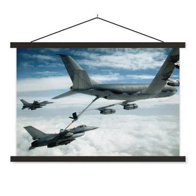 Produktbild von MuchoWow® Textilposter Bild von mehreren Kampfjets 90x60 cm mit schwarzem Rahmen - Aufhängungssatz