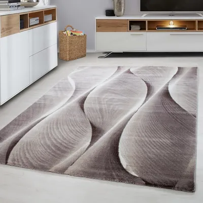 Imagen del producto de Ayyildiz Alfombras modernas y de diseño Marrón 80x150 cm Alfombra moderna de color con suaves patrones orgánicos ondulados y efecto 3D, ideal para salón, dormitorio y comedor