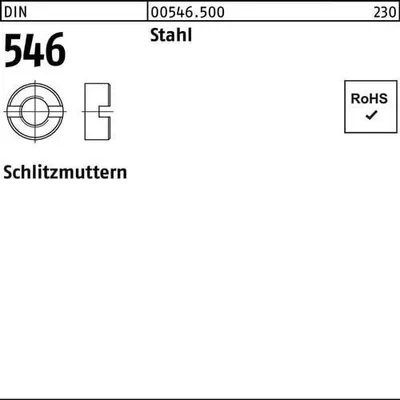 Produktbild von Reyher  Schlitzmuttern DIN 546 Stahl M 6 (100 Stück)