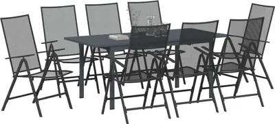 Produktbild von vidaXL Garten Essgruppe 9 pcs Anthrazit Pulverbeschichteter Stahl