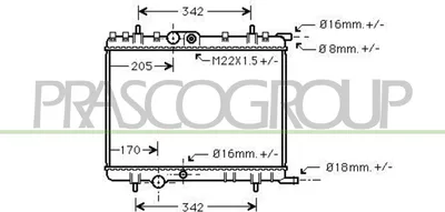 Produktbild von PRASCO CI422R017 Kühler Wasserkühler Motorkühler passend für PEUGEOT 206 Schrägheck (2A/C) 206 CC (2D) 308 SW I (4E, 4H) 307 CC (3B) für CITROËN