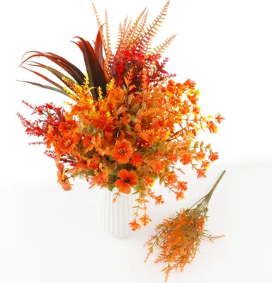 Image de 10 bouquets de fleurs artificielles d'automne, décorations d'automne, bouquets d'automne, décorations d'automne pour tables d'intérieur et d'extérieur, jardinières pour balcons, mariages, décorations de fête
