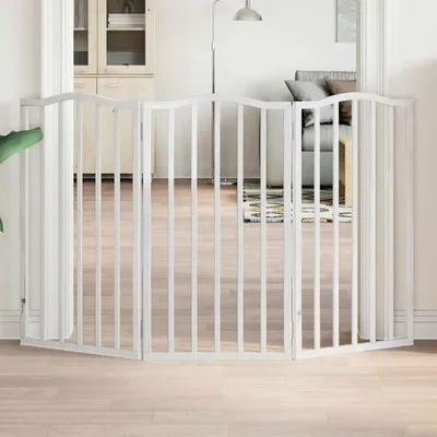 Produktbild von Faltbares Hundetor aus Pappelholz in Weiß, 3-teilig, 150 cm