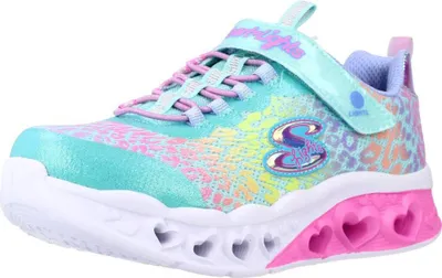 Produktbild von Skechers Flutter Heart Lights - Loves Wild - Türkis / Multi Synthetik Größe: 35 Normal