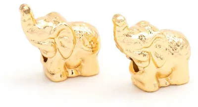 Produktbild von Vintageparts Zwischenperlen Elefant aus Messing in goldfarben 2 Stück