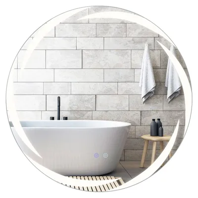 Obrázek produktu pro 80 cm kulaté LED koupelnové zrcadlo, tvrzené sklo, úprava proti zamlžování