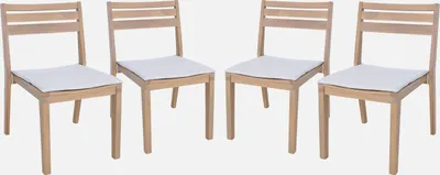 Produktbild von sweeek - 4er-Set Akazienholz-Gartenstühle mit Kissen - Beige