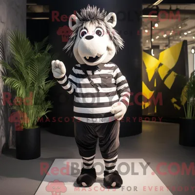 Produktbild von Schwarzes REDBROKOLY Zebra-Maskottchenkostüm mit Chinos und Fußpolstern