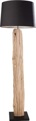 Produktbild von Handgearbeitete Stehlampe ROUSILIQUE 180cm schwarz Treibholzlampe Leinenschirm Stehleuchte Wohnzimmer