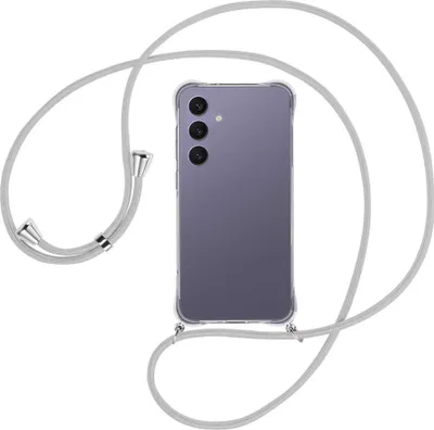 Produktbild von Handykette Backcover-Schutzhülle mit Band (Metall silberfarben) für Samsung Galaxy S24 FE 5G - silbergrau
