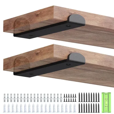 Immagine prodotto di Omgoods - Set di 6 supporti per mensole in metallo robusti - Neri, ideali per arredamento in stile industriale