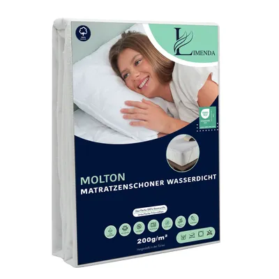 Produktbild von Limenda Molton Matratzenschoner 90x200 cm - wasserdichte Molton Matratzenauflage aus 100 % Baumwolle - Matratzenschutz, Inkontinenzunterlage waschbar
