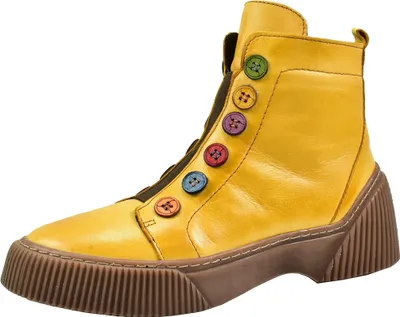 Produktbild von Gemini Damen Stiefelette Boot bunte Knöpfe Stretcheinsatz coole Sohle 033100-02, Größe:38 EU, Farbe:Gelb