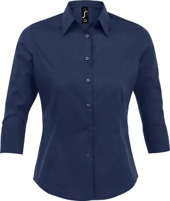 Produktbild von SOLS Damen Effect Bluse / Arbeitsbluse, 3/4-Ärmel PC339 (S) (Dunkelblau)