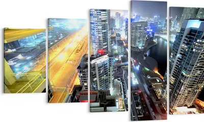 Produktbild von Bild auf Leinwand - Leinwandbild - Architektur Industrie Nacht Licht - 100x60cm - Wand Bild - Wanddeko - Leinwanddruck - Bilder - Kunstdruck - Leinwand bilder - Wandkunst - EG100x60-2642
