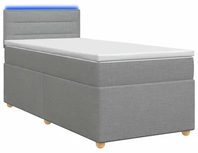 Immagine prodotto di Letto con rete a molle e materasso, colore grigio chiaro, 90 x 190 cm, rivestito in tessuto