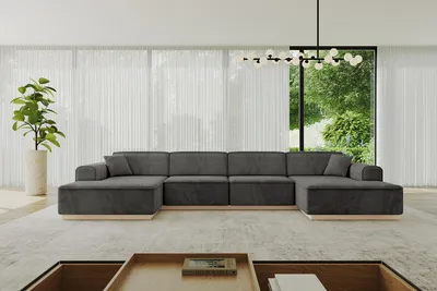 Produktbild von ALTDECOR Ecksofa in U-Form IREA-U2 386x165x80 cm Dunkelgrau Corner Sofa Bett Eckcouch Couch L-Form Wohnlandschaft Cauchsofa