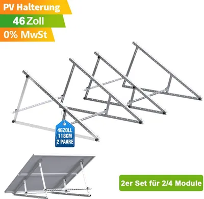 Immagine prodotto di 2 coppie 46 pollici balcone centrale staffa tetto piatto 118cm alluminio pannello solare staffa