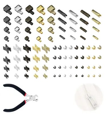 Reparaturset für Reißverschlüsse, 100-teilig, silber, Metall
