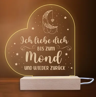 Produktbild von INDIGOS UG - Nachttischlampe - Herz links - Spruch 3 -  Valentinstag - Herz mit Spruch - Nachtlicht - 3D-LED-Lampe - Weihnachten, Geburtstag - Geschenk für Freund, Freundin, Familie - Liebe