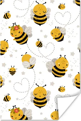Produktbild von MuchoWow® Poster Muster - Bienen - Herzen 20x30 cm - Papierdruck