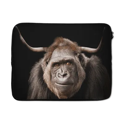 Produktbild von MuchoWow® Laptop Hülle 17 Zoll Laptoptasche Affe - Horn - Schottischer Highlander - Zipper - Schutzabdeckung