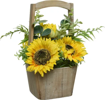 Sonnenblumen im Topf - Kunstblumen - Dekoblumen - H: 31cm - gelb