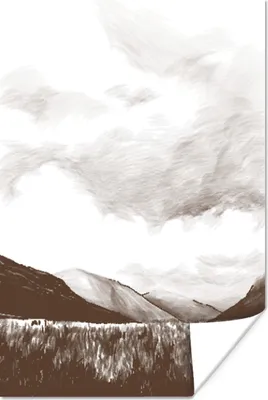 Produktbild von MuchoWow® Poster Gras - Berg - Himmel 120x180 cm - Kunstposter
