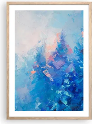 Produktbild von Gerahmtes Poster - Rahmen in heller Eiche - Abstraktion blau gemalt - 50x70 cm - Wand Bild - Wanddeko - Wandbilder - Kunstposter - Wandposter - Bilderrahmen - Bilder - Kunstdruck - P2NPA50x70-4570