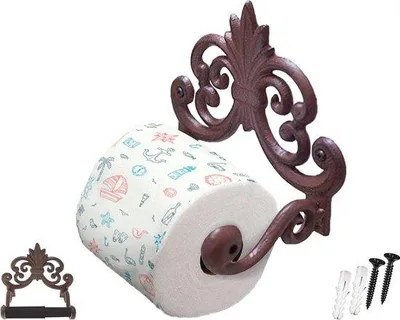 Zdjęcie produktu dla Żeliwny uchwyt na papier toaletowy w stylu vintage – akcesorium łazienkowe