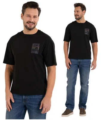 Productafbeelding van T-shirt – heren T-shirt, maat L – oversized zwart T-shirt – katoenen T-shirt – zwart T-shirt