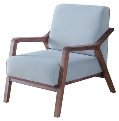 Produktbild von Blauer Exklusiver Sessel Wohnzimmer Armlehnen Einsitzer Holzgestell Neu