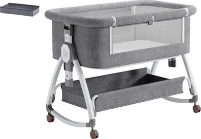 Produktbild von Babybett, 3-in-1 wandelbares Design, höhenverstellbar, Grau