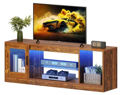 Imagen del producto de Soporte de TV con estantes abiertos para la sala de estar