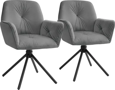 Produktbild von tectake® Drehbarer Armlehnstuhl Lenia in Samtoptik, gepolstert 56,5 x 54 x 86 cm